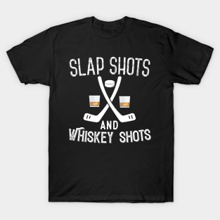 Slapshots And Whiskey Shots Funny Hockey T-Shirt